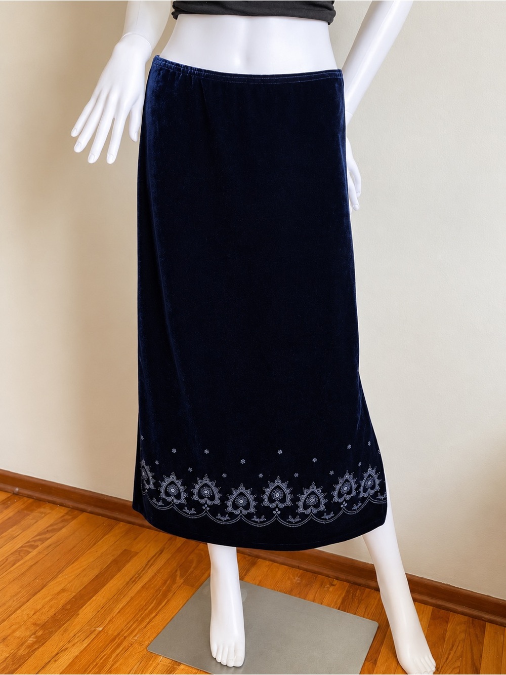 Midnight Blue Velvet Skirt
